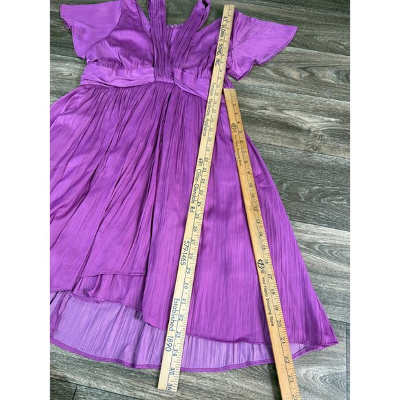 By Anthropologie Deep V-Neck Vibrant Mini Dress Size 4 Purple - Picture 7 of 12